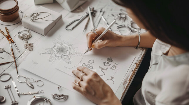 Jewelry designer working in office