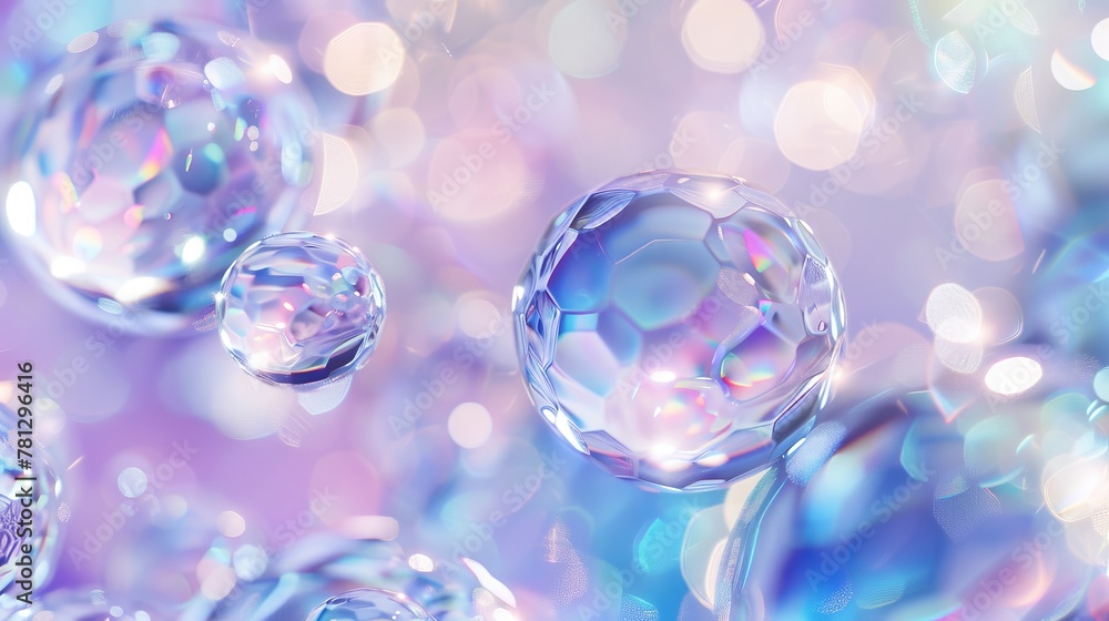 Poster a fashion-oriented bokeh background for displaying cosmetic products. 3d rendering, top view...