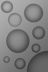 Abstract Background of Gradient Gray 3D Various Sized Spheres