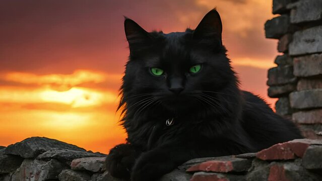 夕焼けの空と黒猫,Generative AI 