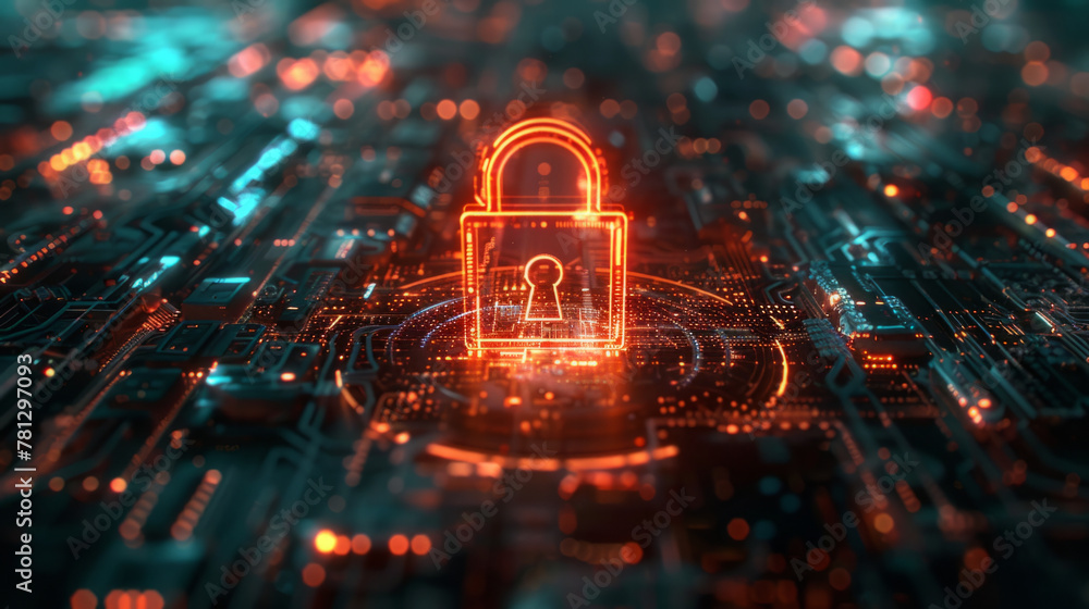Poster the importance of digital padlock icon as a symbol of strong computer security measures against cybe