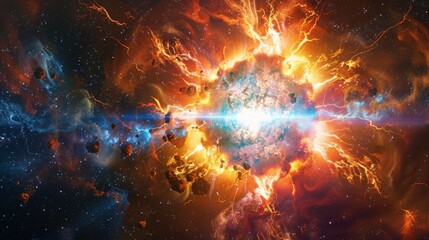 Astronomy: A 3D vector illustration of a supernova explosion