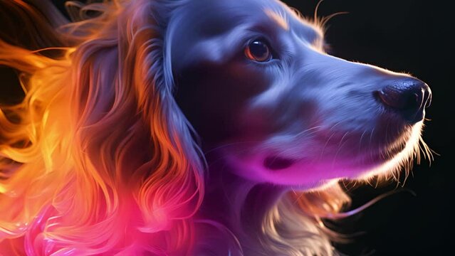 ネオンカラーの犬ポートレート,Generative AI 