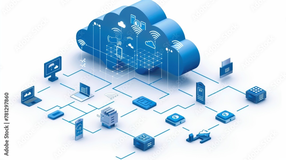 Poster cloud computing: a cloud services architecture diagram, illustrating the various components