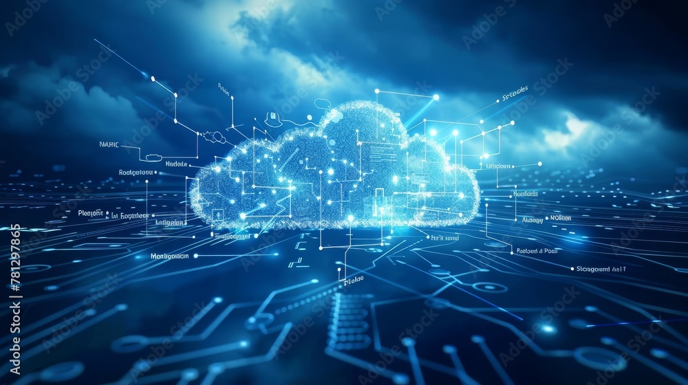 Poster cloud computing: a cloud services diagram illustrating the flow of data and information