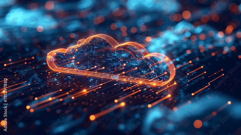 Poster cloud computing: a cloud services platform interface, showcasing user-friendly features