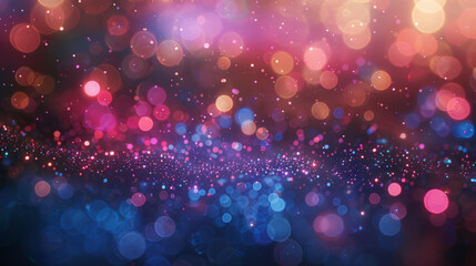 An abstract composition with glitter and bokeh orbs on a dark canvas evoking joy and celebration.