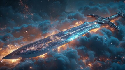 This is a beautiful fantasy sword with a 3D digital illustration.......