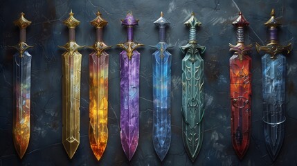 Beautiful fantasy swords - digital illustrations in 3D...