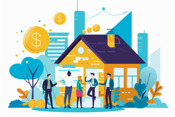 Obraz na płótnie Canvas Flat vector illustration business real estate investment