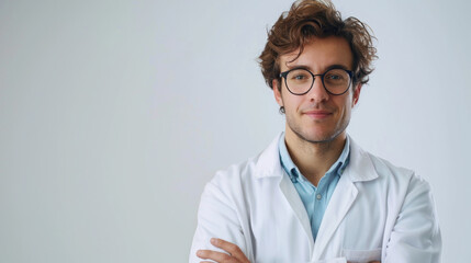 A portrait of a confident pharmacist exuding expertise and warmth, symbolizing trust and professionalism in the healthcare field. - obrazy, fototapety, plakaty