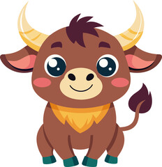 Obraz premium Cute little bull cow cartoon style illustration