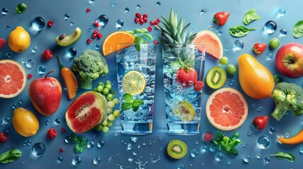 Food and Nutrition: A 3D vector infographic displaying the importance of hydration