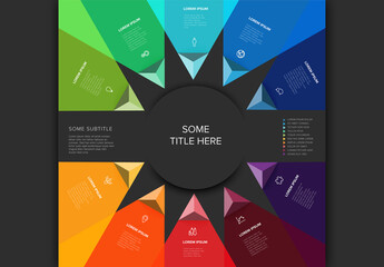 Multipurpose Infographic template with ten rainbow triangle area arrows elements