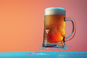 mug of beer on vibrant background