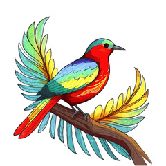 Cute Little Birds Sitting On A Branch