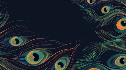 Vibrant Digital Peacock Feathers Abstract Background.