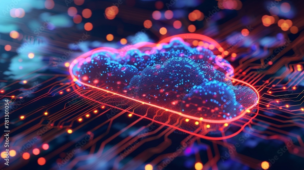 Poster visual representation of hybrid cloud architecture