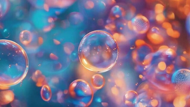 A colorful image of many small bubbles floating in the air 4K motion
