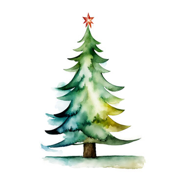 Christmas tree. winter holidays, Happy New Year, Merry Christmas. watercolor illustration. artificial intelligence generator, AI, neural network image. background for the design.