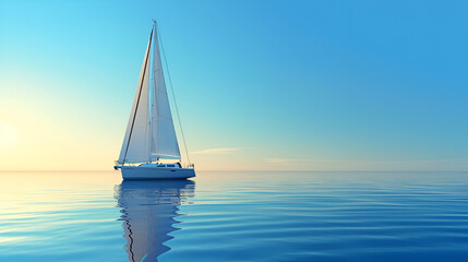 Catboat on Clean Coastal Background