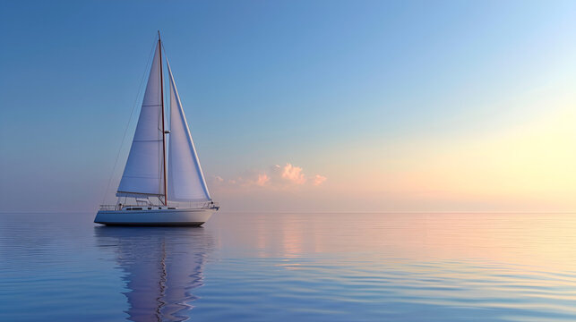 Catboat on Clean Coastal Background