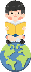 kid sit book earth cartoon - 781302247