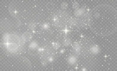 Star dust sparks in an explosion. White sparks glitter special light effect. White glitter texture Christmas background. Sparkling magical dust particles.