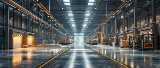 Obraz premium A contemporary logistics center equipped with automated sorting systems, GPS tracking technology, and predictive analytics software, showcasing how modern supply chain operations rely on technology to