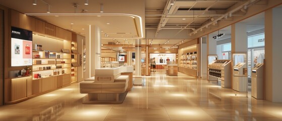 A modern retail store with digital signage displays