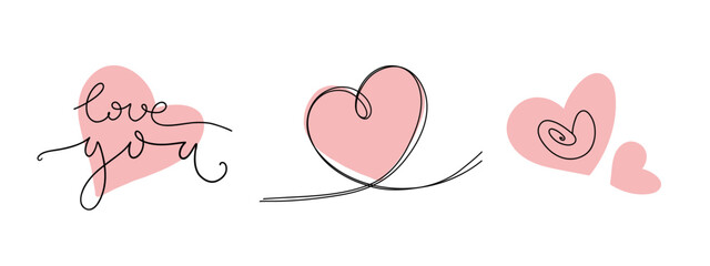 Vector set of modern hearts.