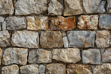 Obraz premium Close-up of textured rustic stone wall
