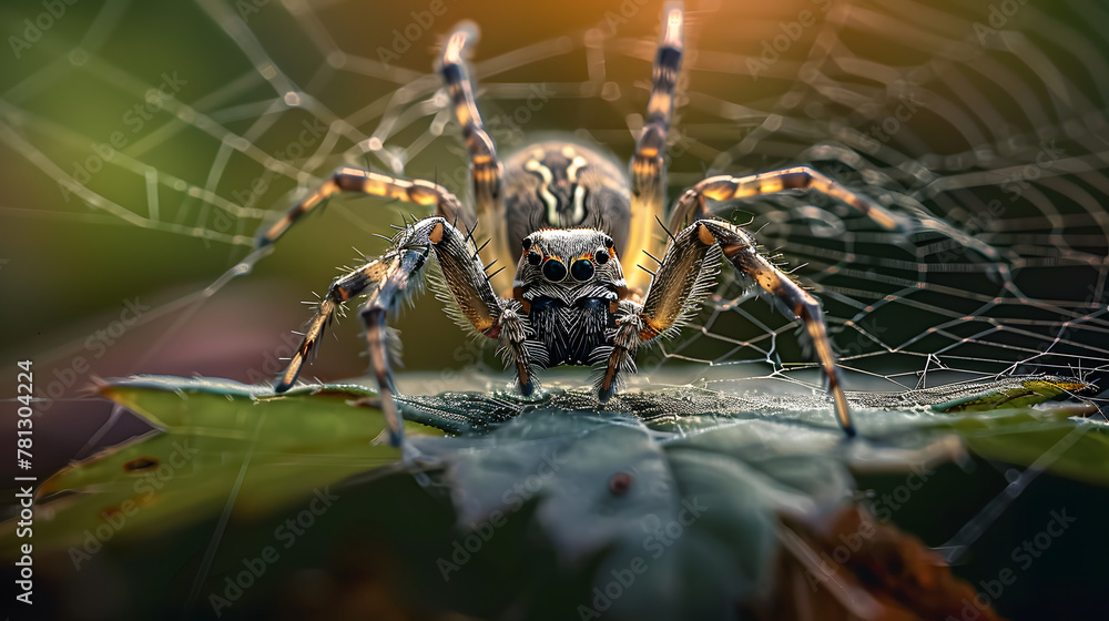 Wall mural a spider makes a web