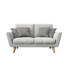 Modern white velour sofa on the transparent background - obrazy, fototapety, plakaty