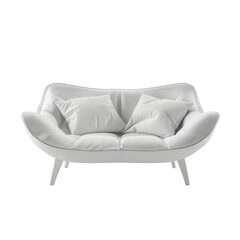 Modern white leather sofa on the transparent background