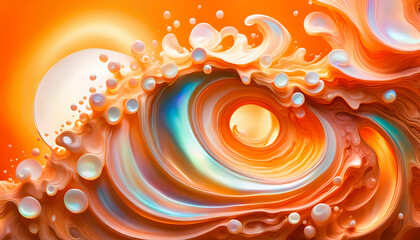 maritim abstrakte Vorlage Hintergrund, geschwungen dynamisch natürlich in blau orange Perlmutt glänzend, Spiralen Kreise wie Muschel Schnecke, bewegt kurvig wellig schneckenförmig Meer - obrazy, fototapety, plakaty
