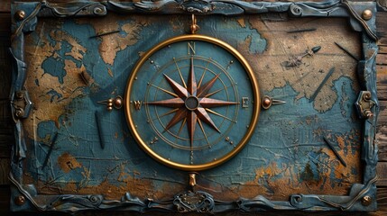 A beautiful paper frame featuring a steampunk fantasy compass 3D illustration.