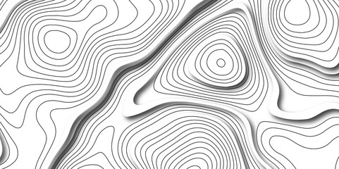 Abstract white paper cut background with line. 3d topography relief. Vector topographic illustration. realistic papercut decoration textured with wavy layer and shadow. seamless pattern wave design - obrazy, fototapety, plakaty