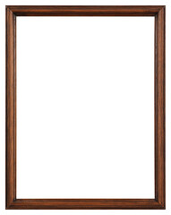 Narrow wooden and large picture frame on a transparent background, in PNG format.