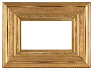 Wide picture frame in a classic design on a transparent background, in PNG format.
