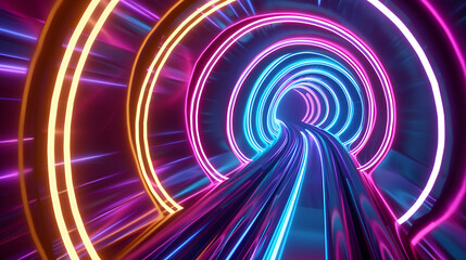 Colorful abstract backgroud, neon light in a wavy background representing network speed, technology revolution, future technology