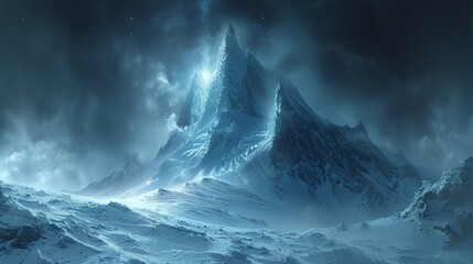 This is a digital illustration of a fantasy frozen tower