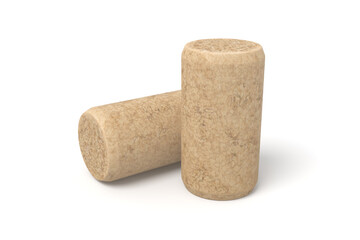 Lying wine cork on white surface with shadow