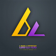 The design of the letters B and L. A logo template for a business card, corporate design, recognizable element of a brand or corporation. The idea of thematic creativity