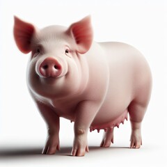 Image of isolated pig against pure white background, ideal for presentations
