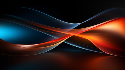 Abstract Blue and Red Wavy Design on Black Background