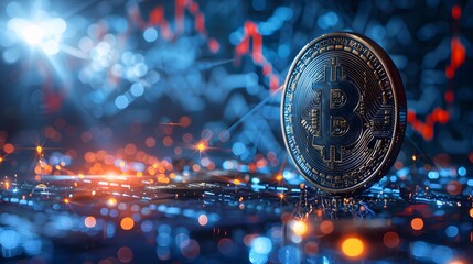 Digital bitcoin graph background
