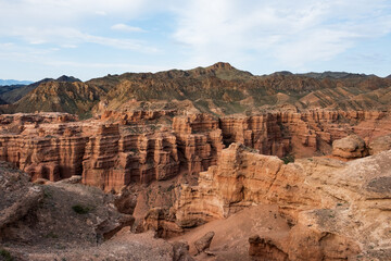 Fototapeta premium Charyn Canyon National Park South East Kazakhstan, Central Asia Travel Mountain Landscape.