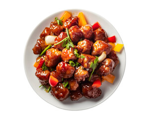 sweet and sour pork on transparent background