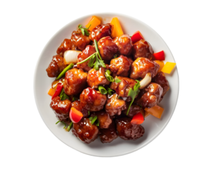 sweet and sour pork on transparent background